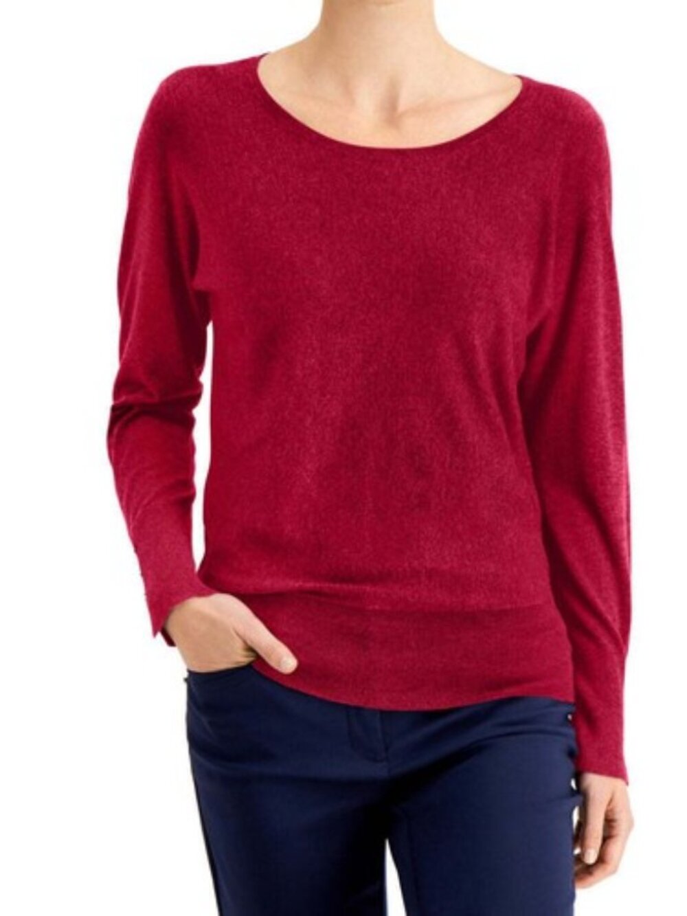 JM Collection Womens Rivet Dolman Sleeve Top